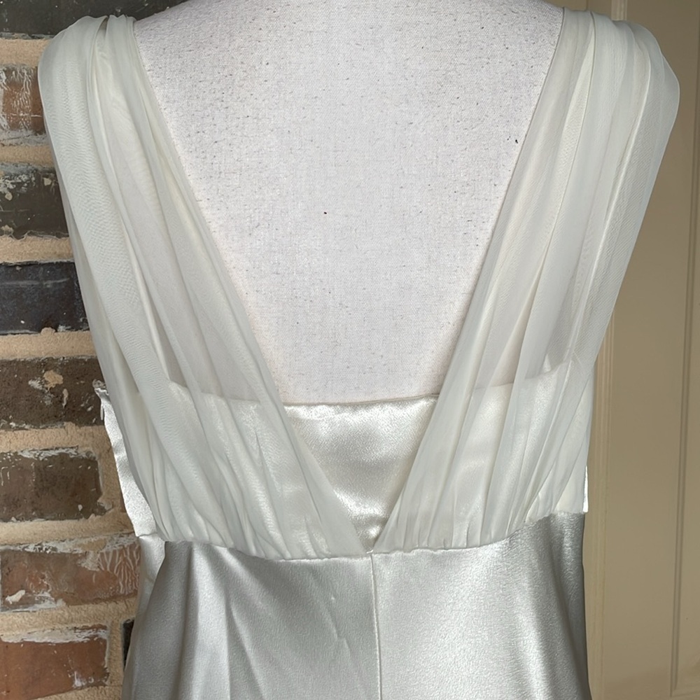 Fiesta Cream Ivory Satin Chiffon Rhinestone Column Formal Prom Bridal Dress XLG - Picture 8 of 14